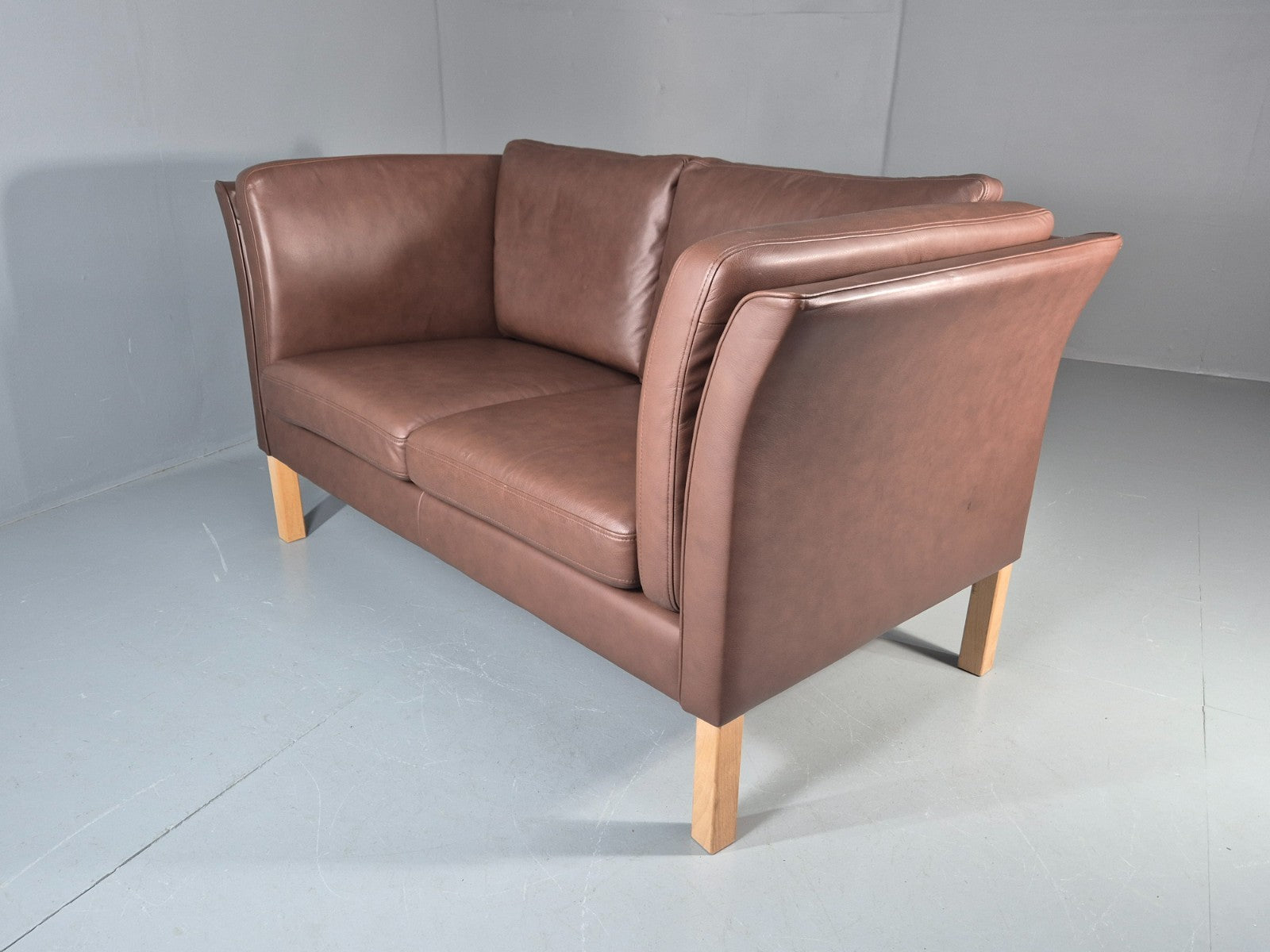 Vintage 2 Seater Settee Brown Leather Danish 1980s Retro Hurup EB11630 M2SS19