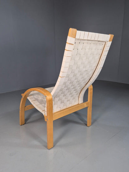 Vintage Danish Lounge Chair Canvas Bentwood Aalto Style 1980s Retro EB8240 MBEN - UKDK FURNITURE