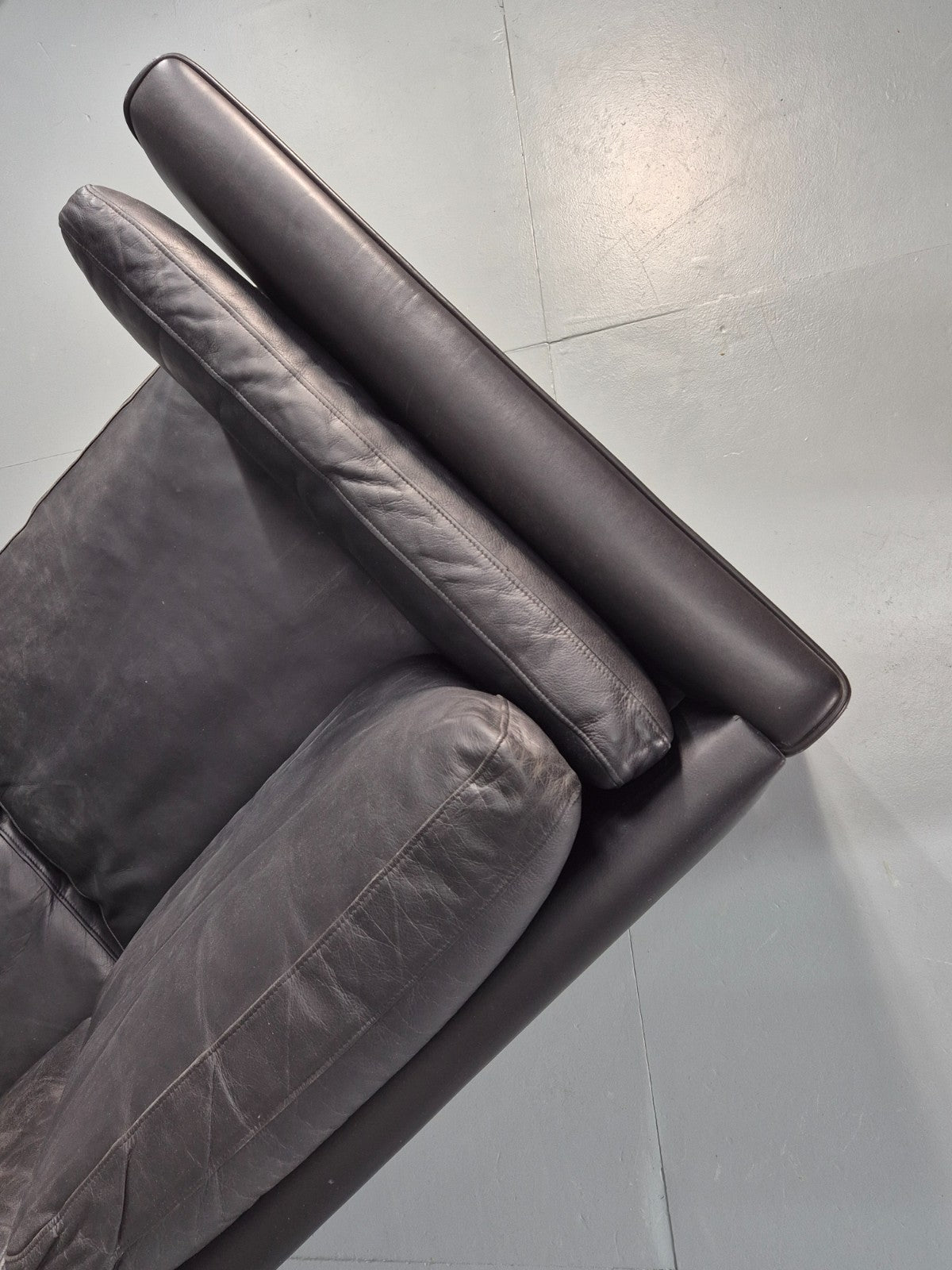 Vintage 3 Seat Sofa Danish Black Leather Mid Century Retro 1980s EB10483 M3SS17