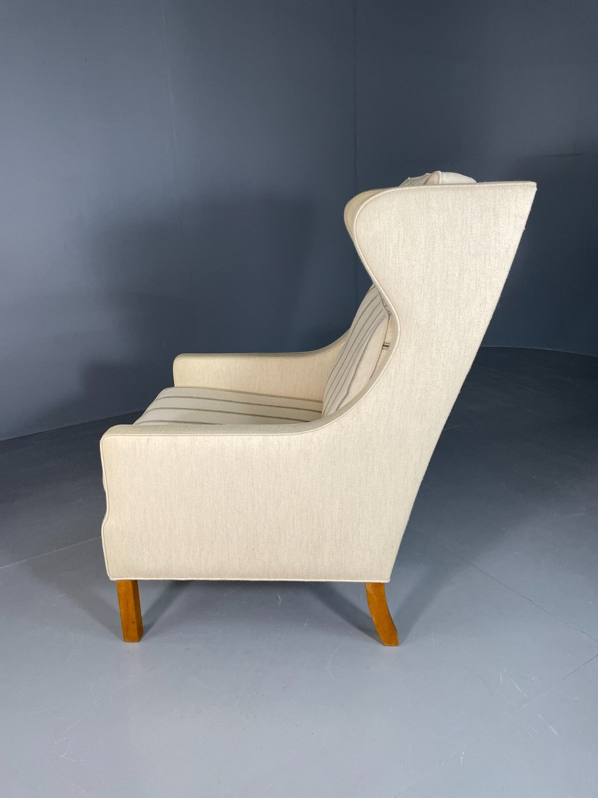 Vintage Danish Lounge Chair Cream Wool Wing Back 1979s Retro MCM EB6620 MNOR12