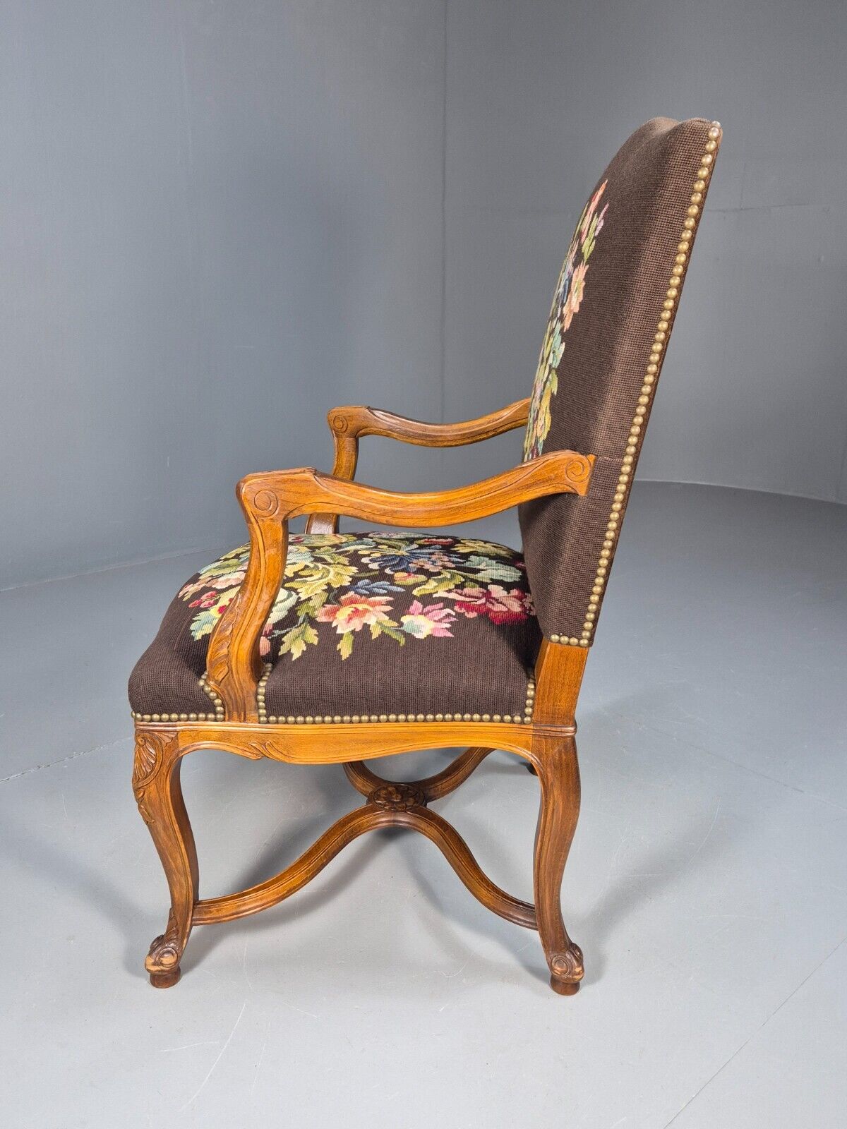 Vintage Danish Lounge Brown Floral Oak 17th Century Style EB8996 VCLO - UKDK FURNITURE