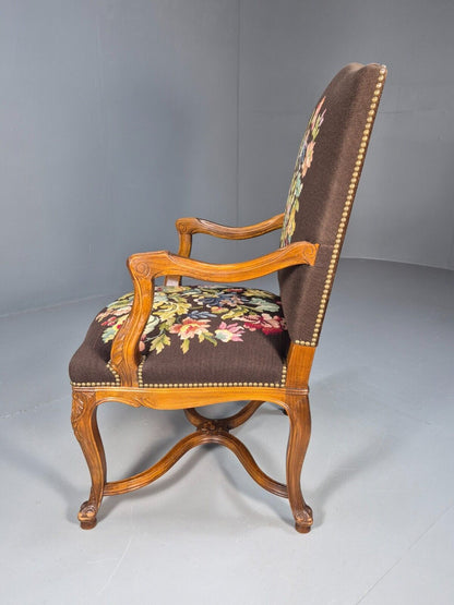 Vintage Danish Lounge Brown Floral Oak 17th Century Style EB8996 VCLO - UKDK FURNITURE