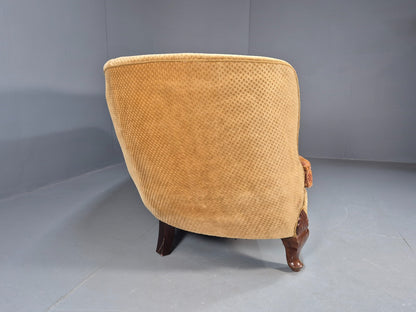 Vintage Danish Banana Sofa Gold Velour Carved Legs 1920s Antique Eb8055 V3SS13