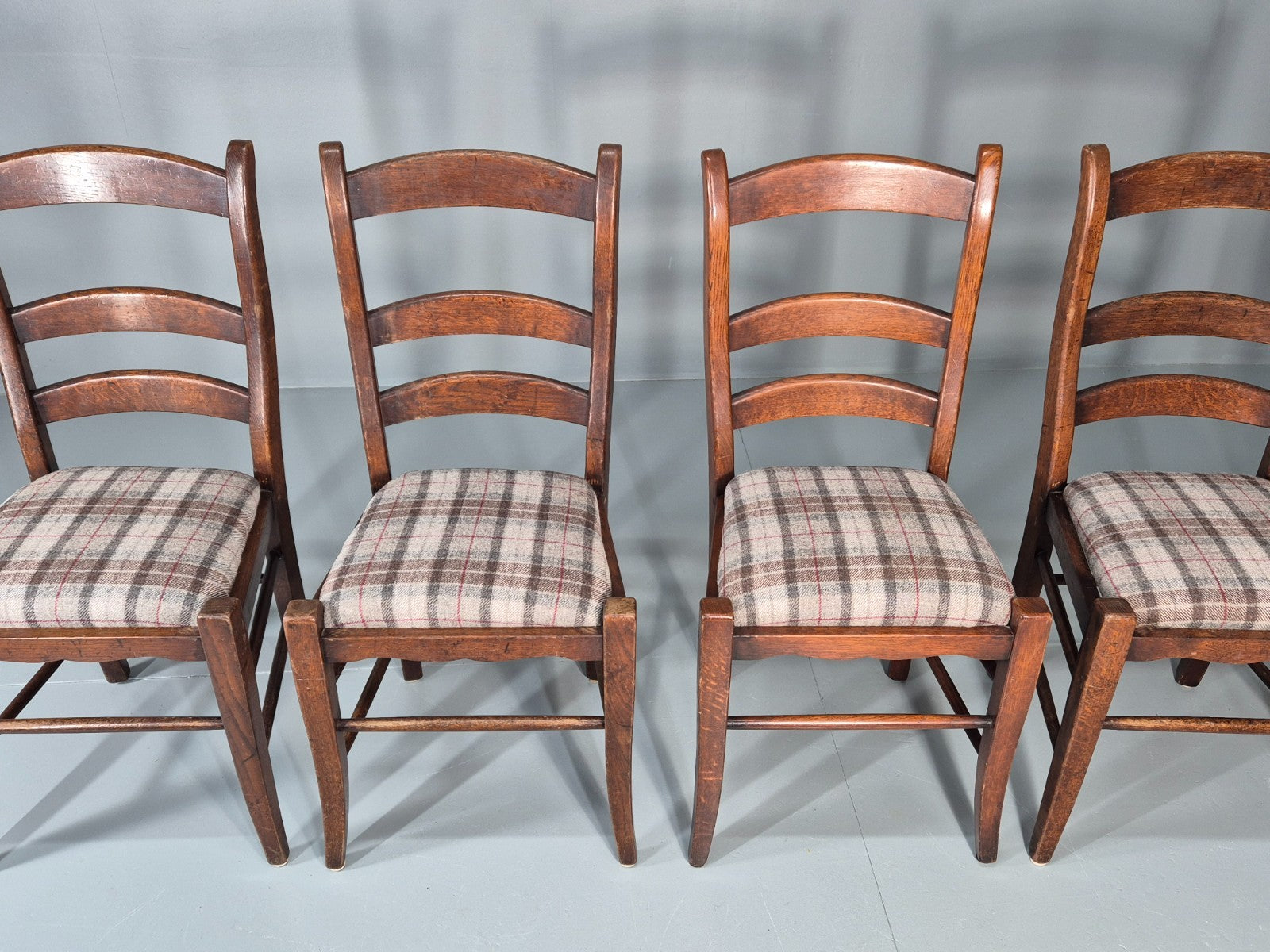 5 Hardwood Dining Chairs Modern Shaker Style Tartan Seats  EB11173 VDIN2