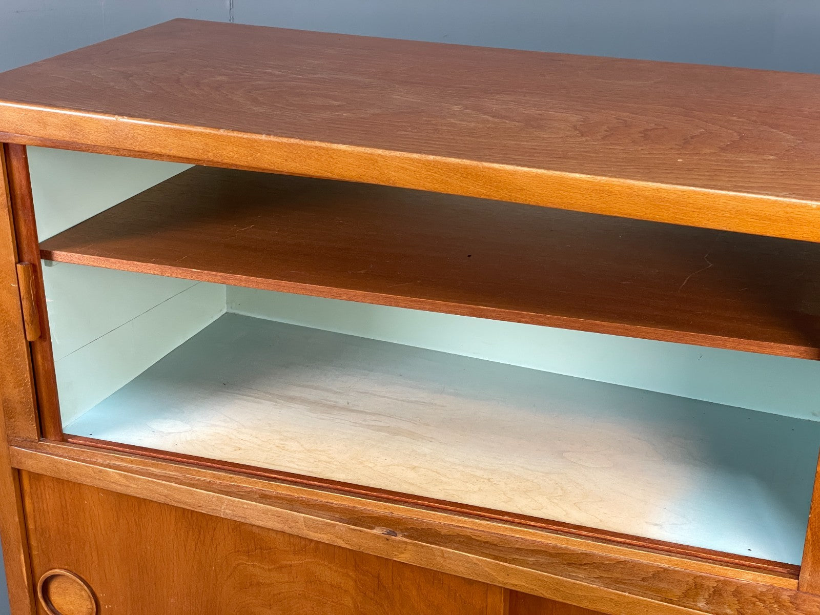 Vintage Danish 1950s Highboard Tambour Front  Cherry Wood Shelving EB10869 MWOO9