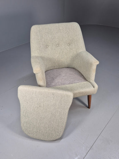 Mid Century Danish Chair Light Mint Grey Wool Oak Legs Vintage MNOR - UKDK FURNITURE