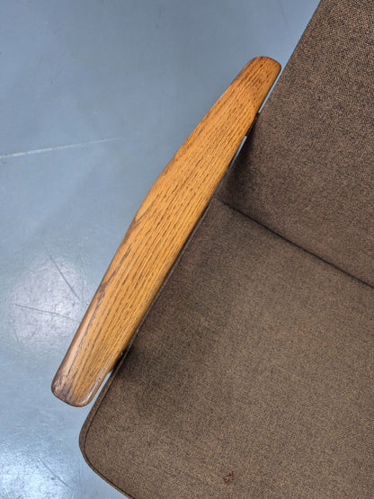 Vintage Danish Elbow Chair Green Wool Oak Hong Kirkegaard Retro MCM EB8271 MDIN - UKDK FURNITURE