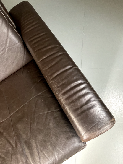 Danish Leather Lounge Chair Vintage 1970s Retro MCM EB5406 MNOR4