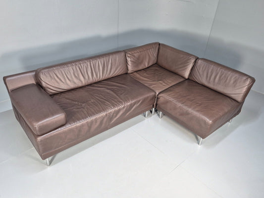 Vintage Habitat Brown Leather Corner Sofa Brown Leather EB9473 M4SS - UKDK FURNITURE
