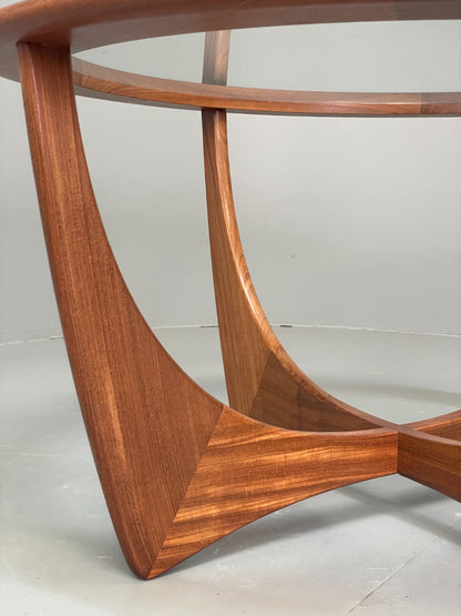 G Plan Astro Coffee Table Round Teak 1960s Mid Century Vintage Glass Top EB116926
