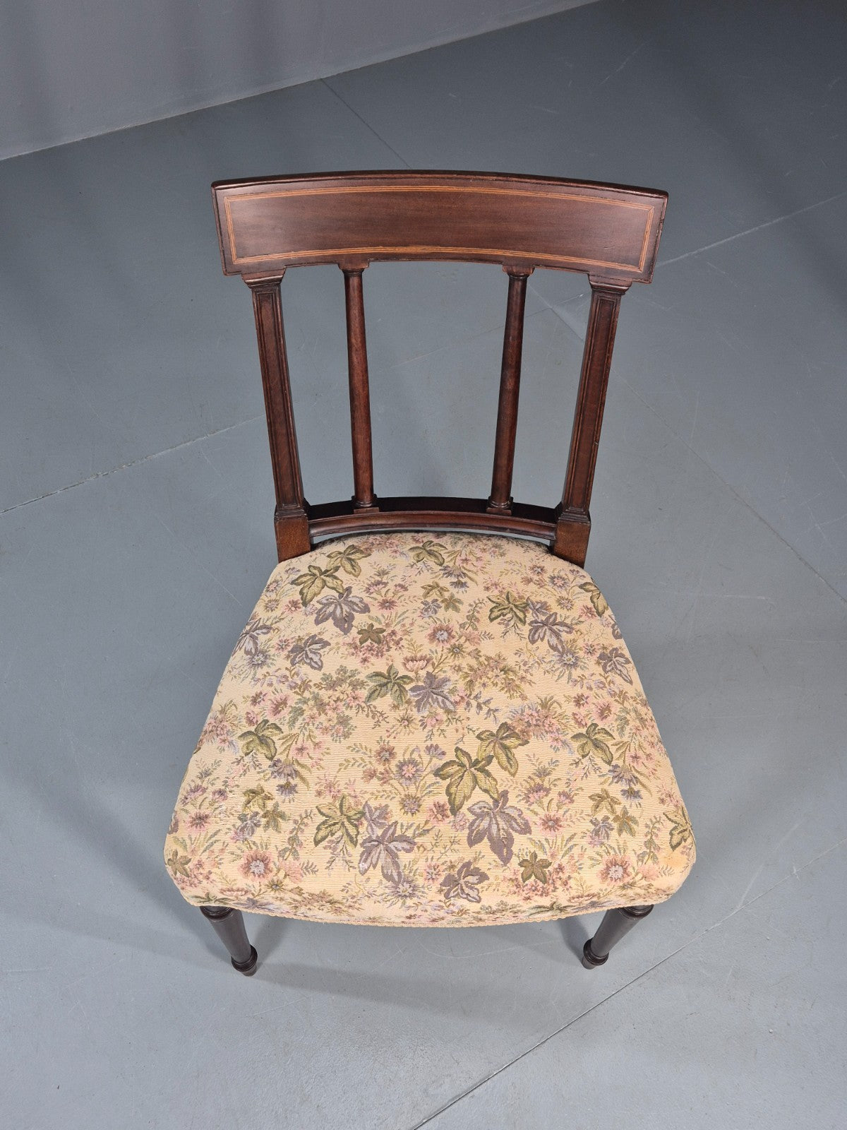 Antique Empire Dining Chair Mahogany Frame Pillared Slats Floral   EB11223 VDIN3