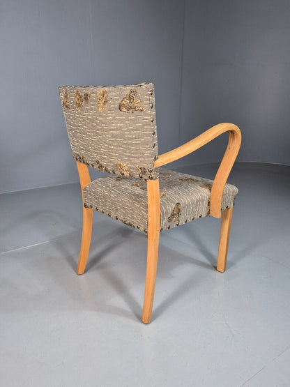Vintage Danish Elbow Chair Tiger Motif Grey Beech Wood 1950s Retro EB8005 MDIN - UKDK FURNITURE