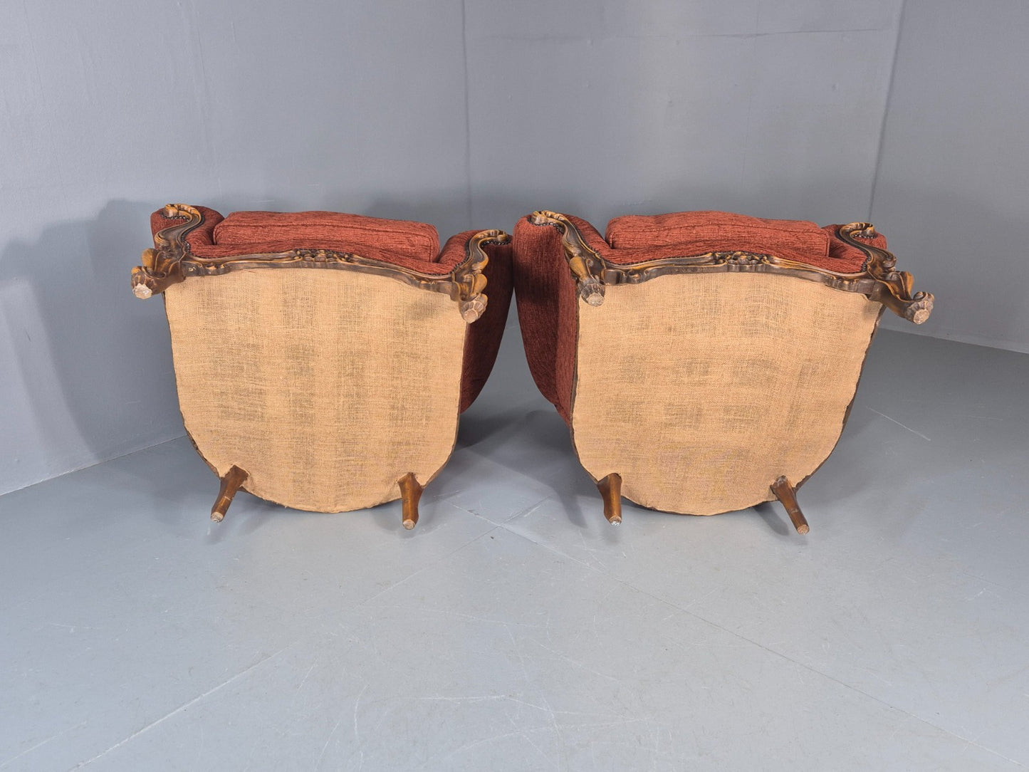 2 Vintage French Rococo Style Lounge Chairs Quality Reproduction  EB11659 VCLO9