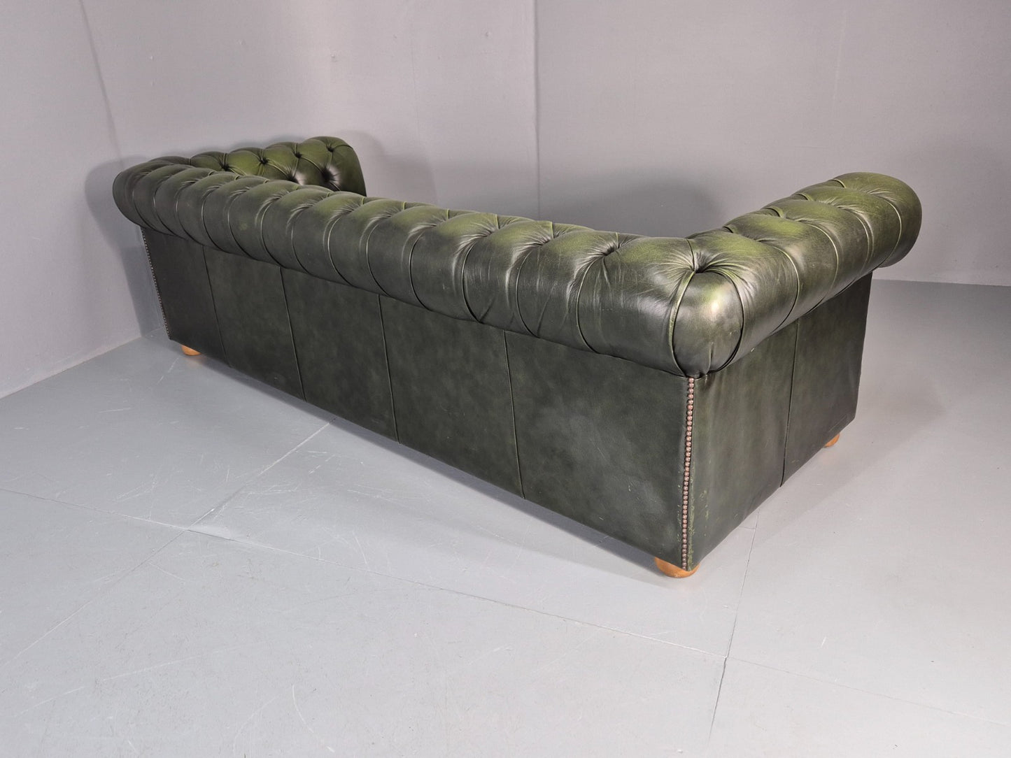 Three Seater Green Leather Chesterfield Quality Version Retro EB11032 VCHE15