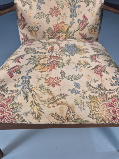 Vintage 1960s Parker Knoll Open Armchair Floral Print Beech Frame EB9711 MNOR - UKDK FURNITURE