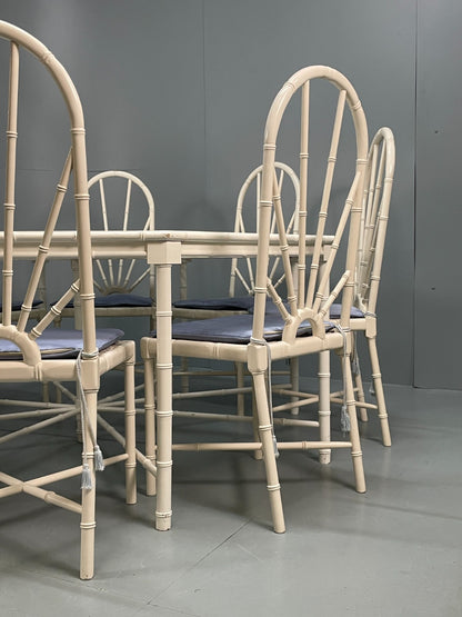 White Bamboo Dining Table & 8 Chairs Harrods 1950s Plantation Style EB11554 MWOO2