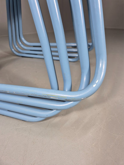4 Naughtone Bounce Stacking Chairs Pale Blue Retro Style Vintage EB10932 MSTA5