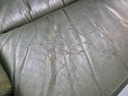 Vintage Green Leather Sofa 1970s Harrods Retro MCM EB9475 M3SS - UKDK FURNITURE