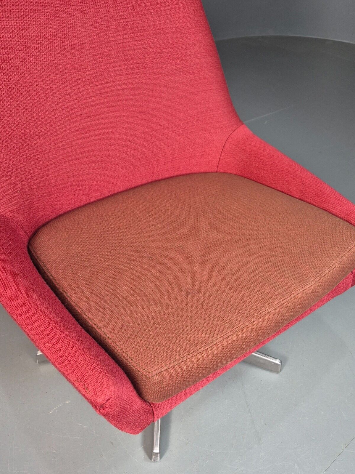 Vintage Swedish Swivel Chair Red Wool Ihreborn 1970s Retro EB7900 MSWI - UKDK FURNITURE