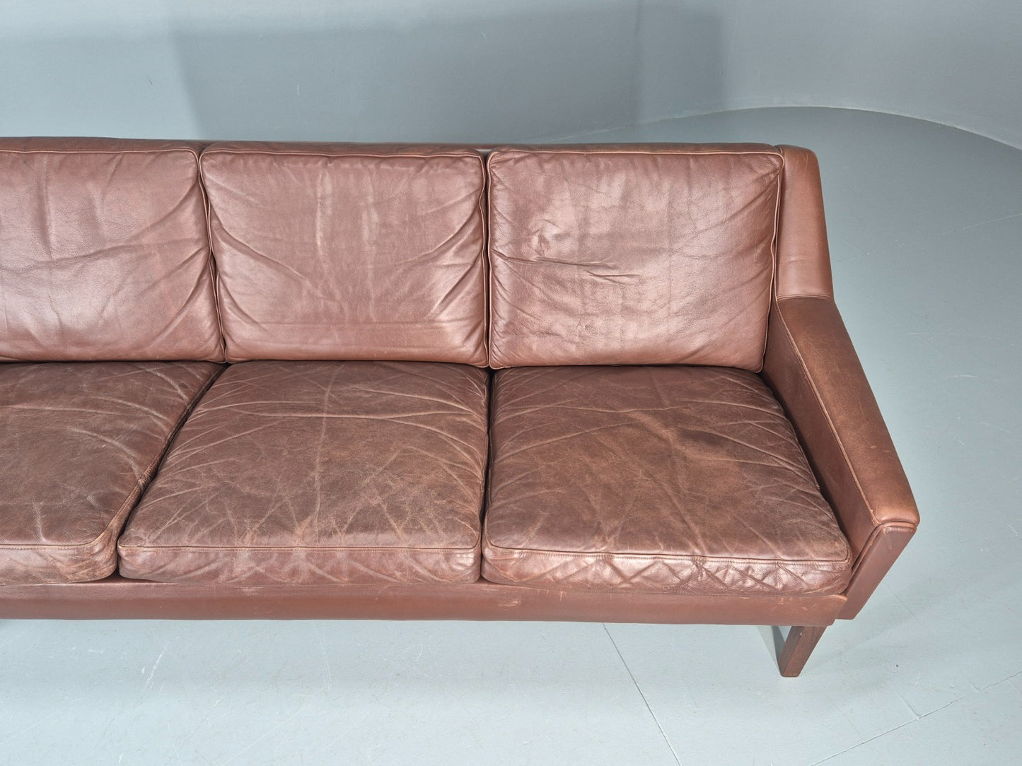Mid Century Leather 3 Seat Sofa Brown Leather 1960s Retro  EB11367 M3SS6