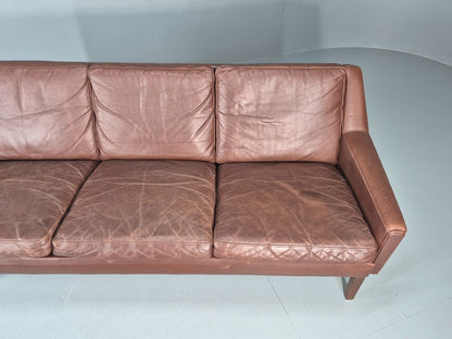 Mid Century Leather 3 Seat Sofa Brown Leather 1960s Retro  EB11367 M3SS6