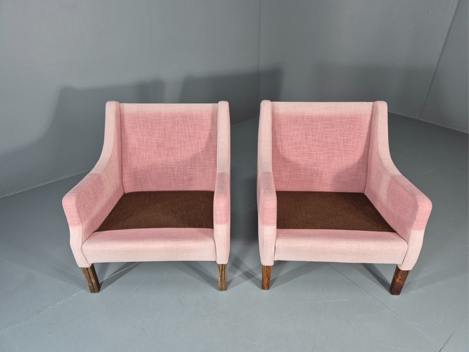 2 Midcentury Lounge Chairs 1960s Vintage Danish Pink Cotton EB11217 MNOR5