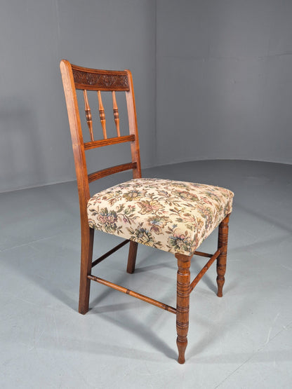 Edwardian Dining Chair Oak Frame Jacobean Revival Floral   EB11222 VDIN4
