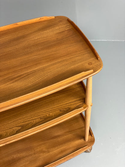 Vintage Ercol Serving Trolley Elm & Beech Mid Tone On Castors Solid EB11055 MWOO6