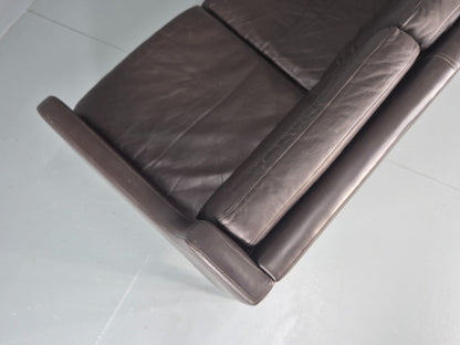 Vintage 3 Seat Sofa Brown Leather Danish Mid Century 1970s Retro  EB10537 M3SS21