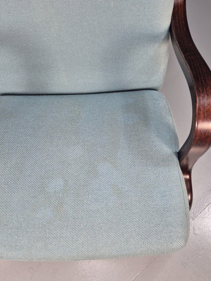 Vintage Danish Lounge Chair Blue Wool Bentwood Stouby 1980s Retro EB8849 NCLO - UKDK FURNITURE