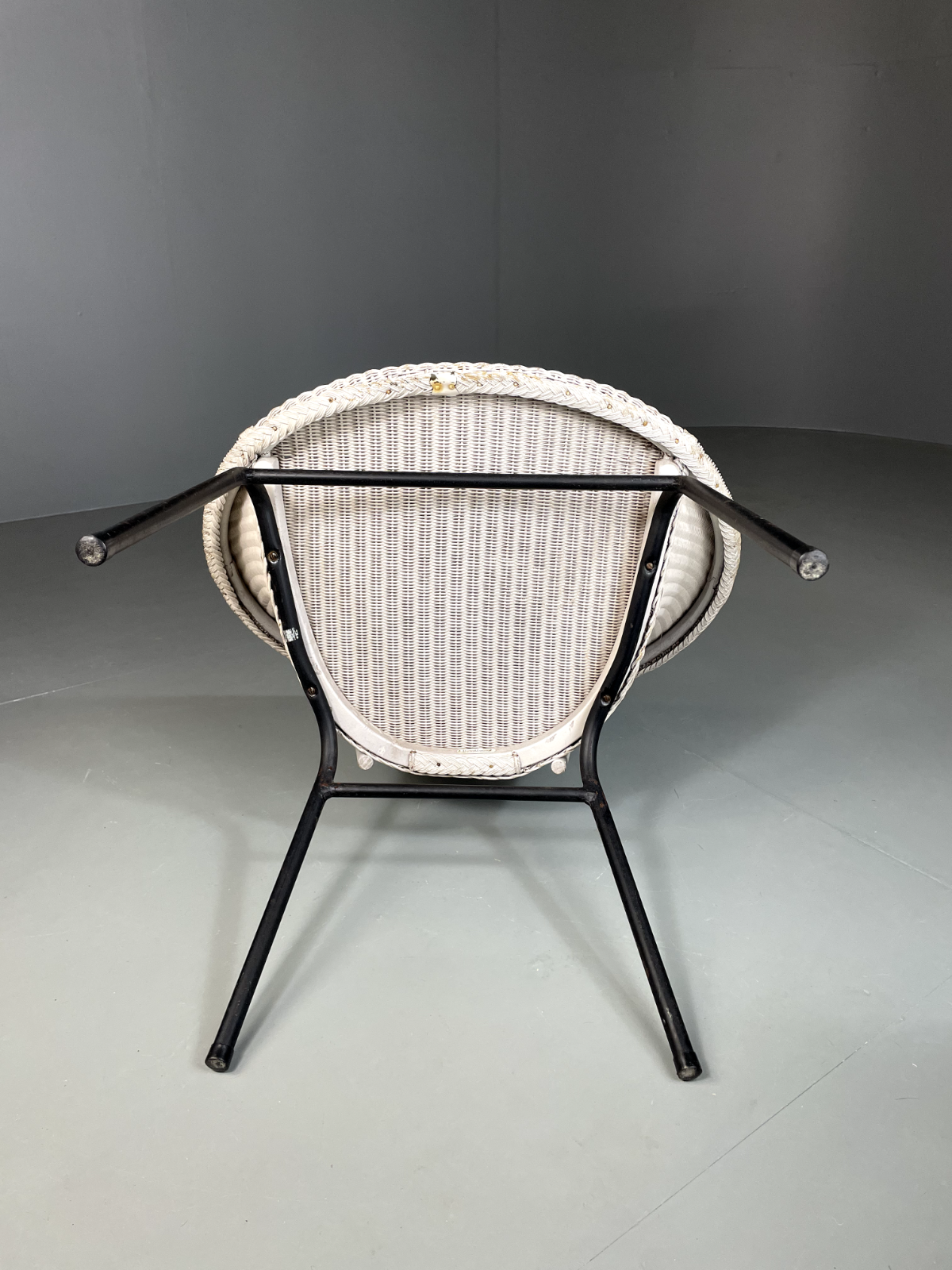 Vintage Lloyd Loom Chair White Circular Retro MCM EB5270 VBER11