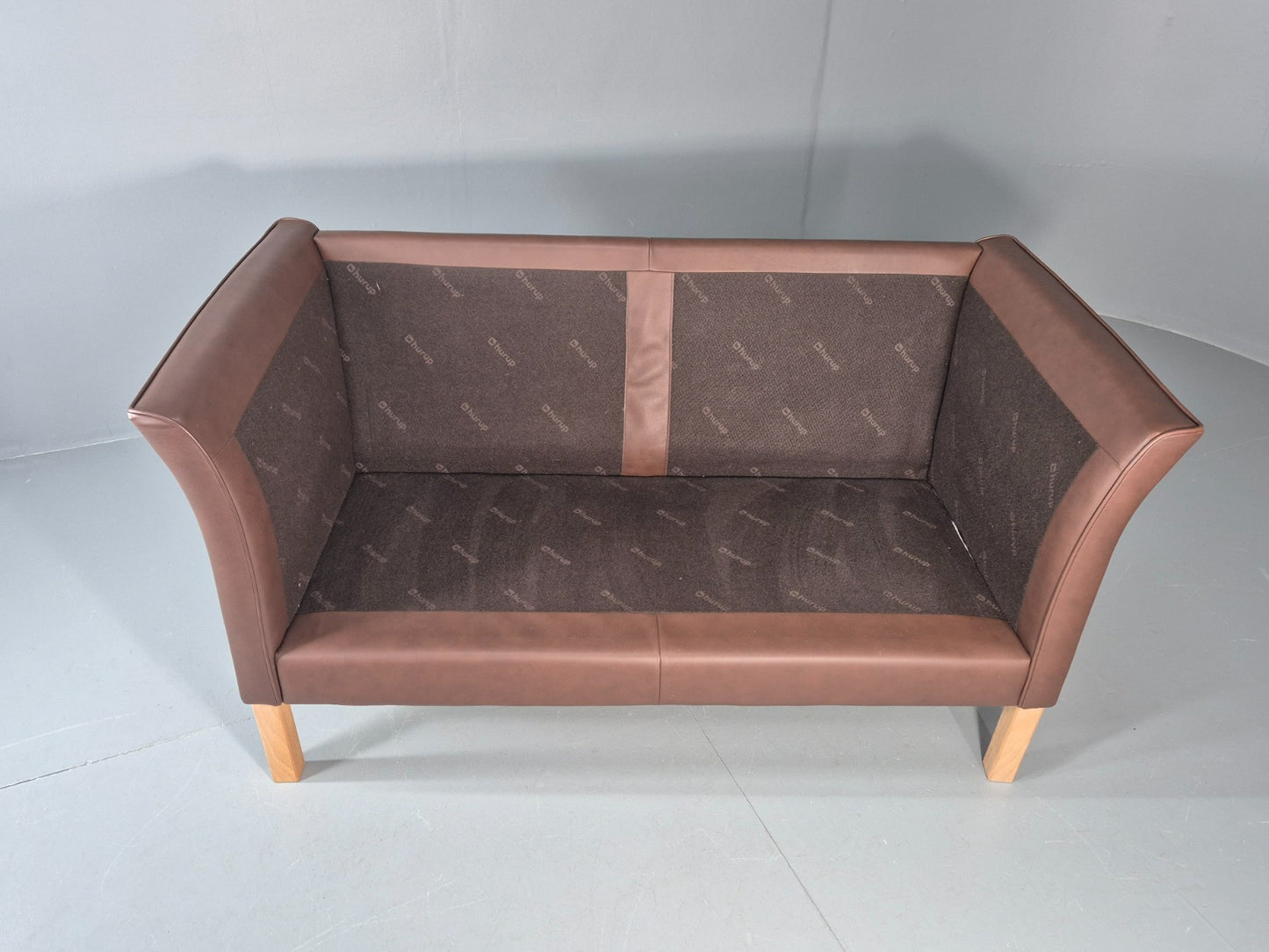 Vintage 2 Seater Settee Brown Leather Danish 1980s Retro Hurup EB11630 M2SS7