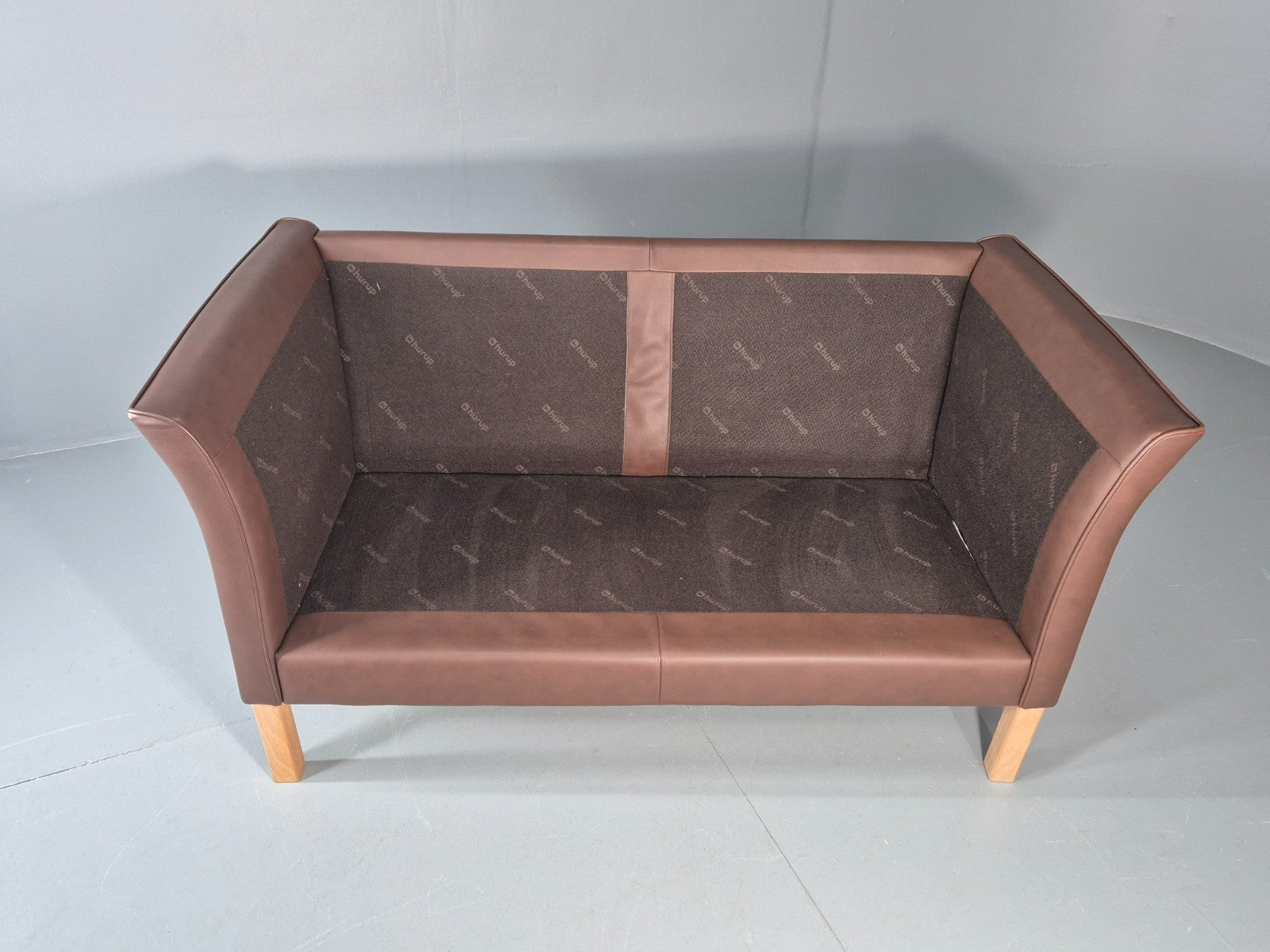 Vintage 2 Seater Settee Brown Leather Danish 1980s Retro Hurup EB11630 M2SS7