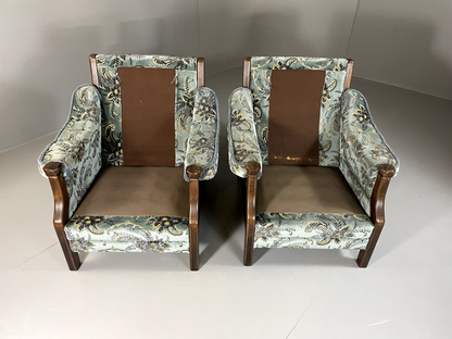 EB5517 A Pair Vintage Danish 1970s Floral Lounge Chairs, Kitsch, Retro, VCLO - UKDK FURNITURE