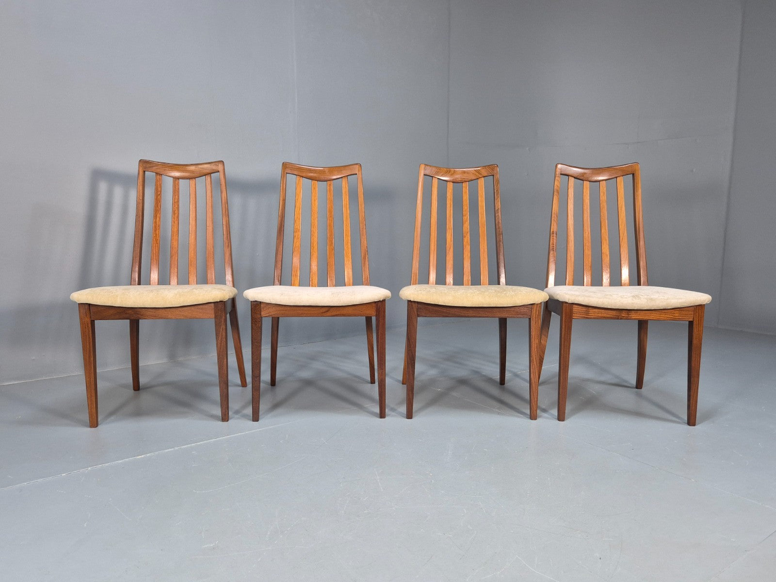 Vintage G Plan Fresco Dining Chairs 4 Teak Cream Seats 1970s Retro EB10206 MDIN3