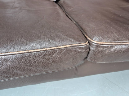 Vintage 2 Seater Settee 1970s Danish Brown Leather Mogensen Style EB11641 M3SS7