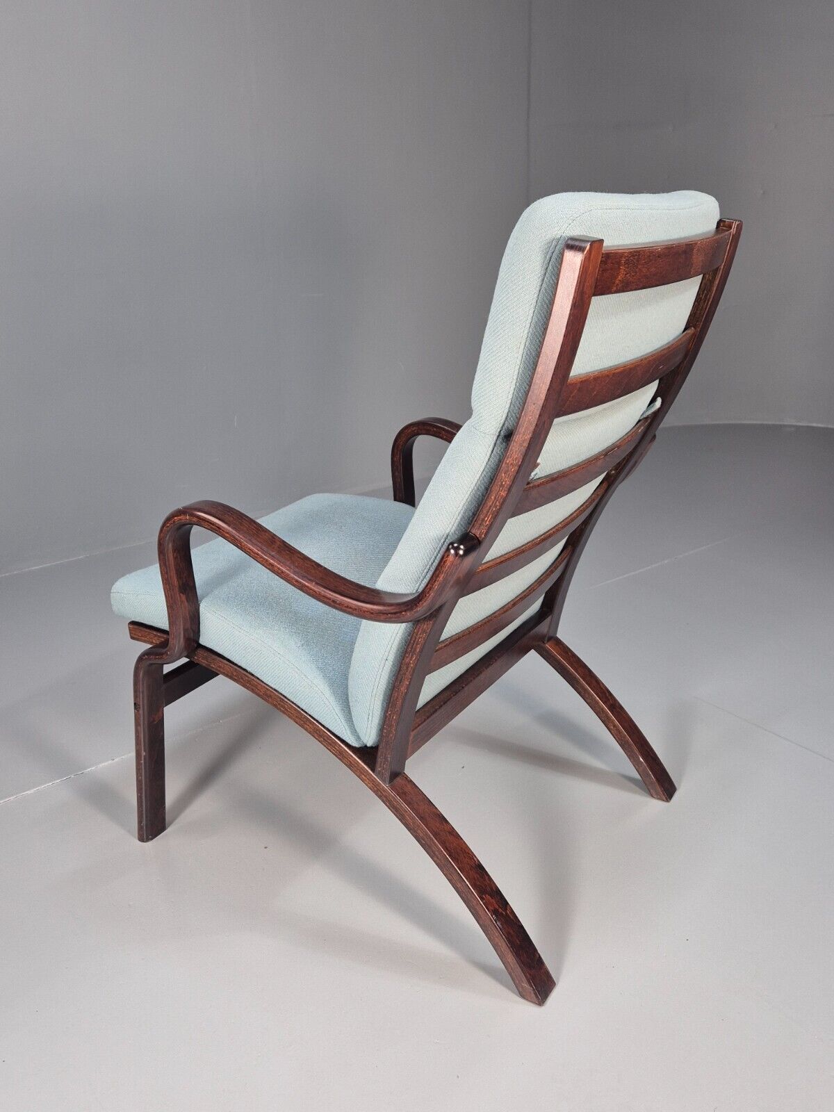 Vintage Danish Lounge Chair Blue Wool Bentwood Stouby 1980s Retro EB8849 NCLO - UKDK FURNITURE