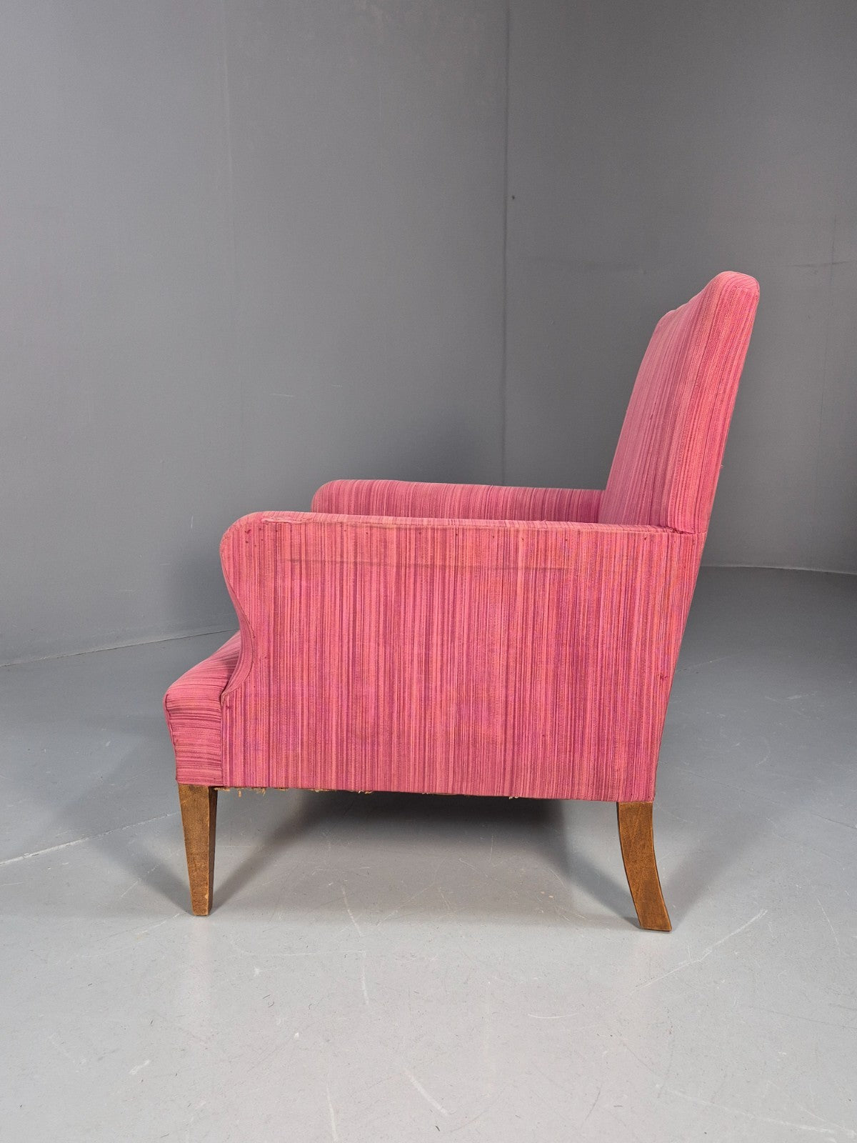 Vintage Danish Pink Chenille Lounge Chair 1950s Retro Mid Century EB10211 MNOR7