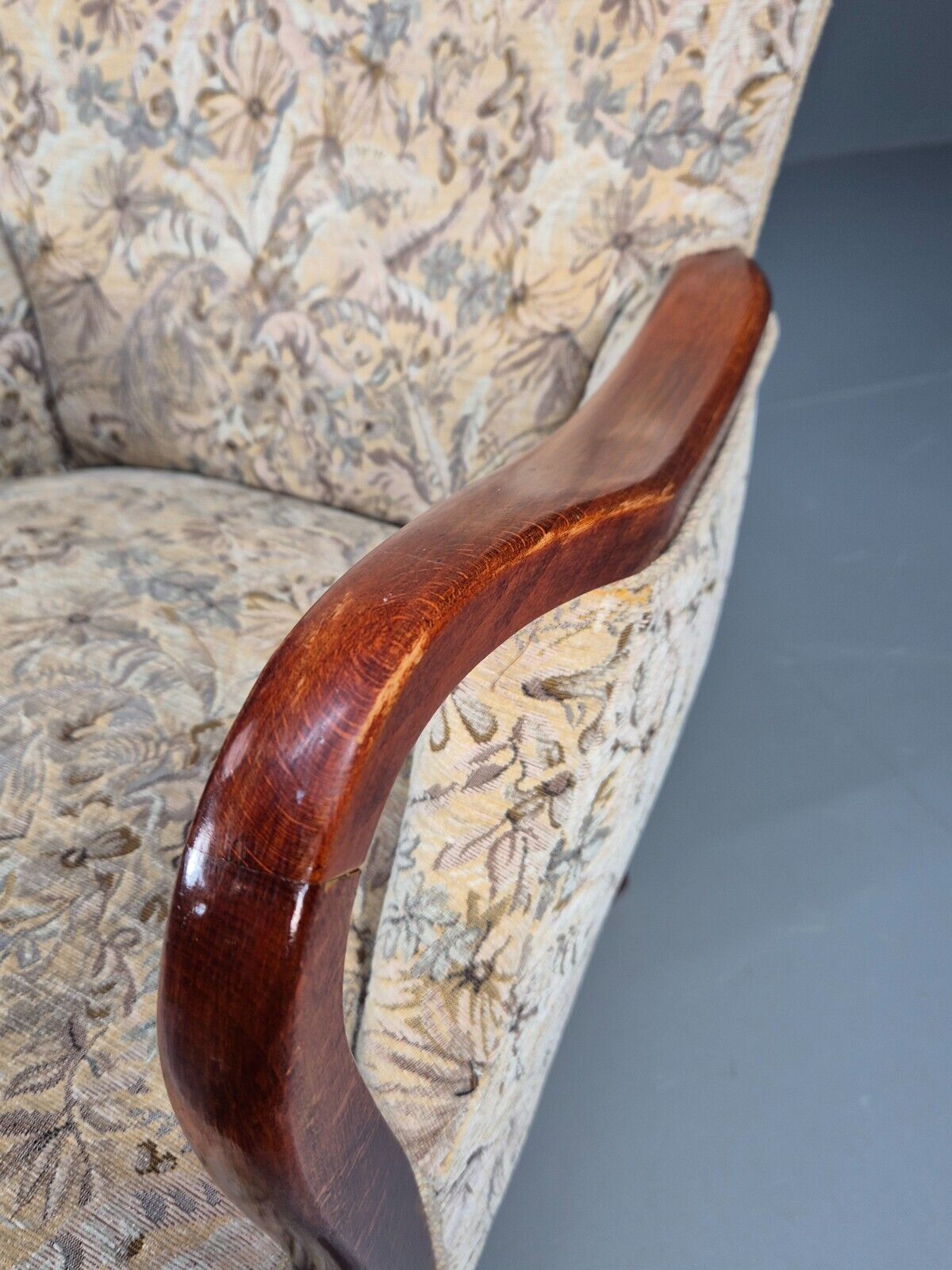 Vintage Danish Lounge Chair Floral Upholstery Beech Frame Retro MCM EB8935 MNOR - UKDK FURNITURE