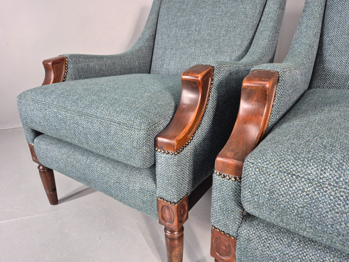 2 Vintage regency Style Armchairs 1970s Danish New Upholstery  EB11135 VCLO7