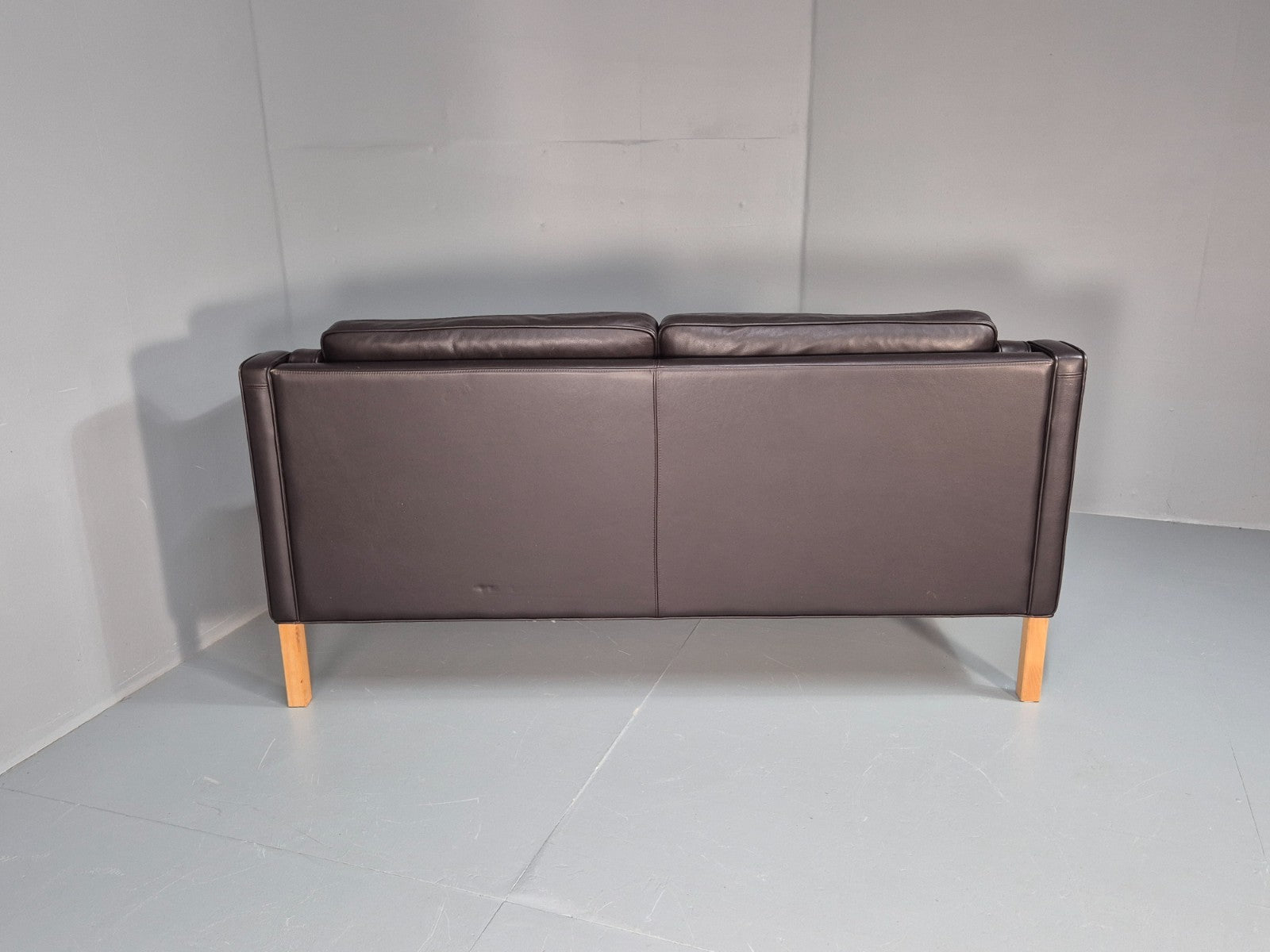 Mid Century Two Seater Sofa Danish Brown Leather Mogensen Vintage  EB10107 M2SS15