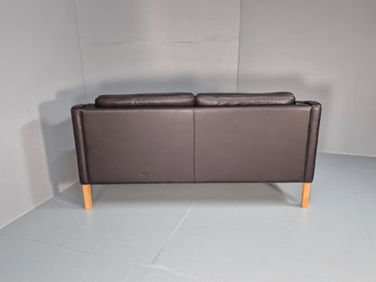 Mid Century Two Seater Sofa Danish Brown Leather Mogensen Vintage  EB10107 M2SS15