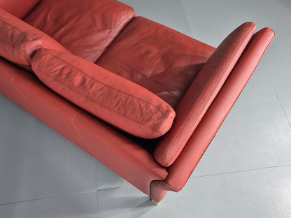 Vintage Danish 2 Seater Danish Skalma Red Leather 1980s Retro MCM EB10512 M2SS13