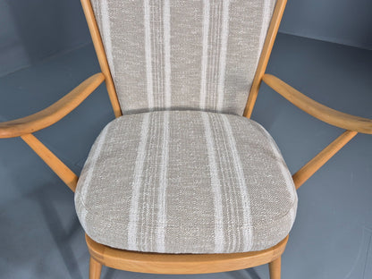 Vintage Ercol 415 Chair and Footstool with New Upholstery Retro  EB10293 MNOR17