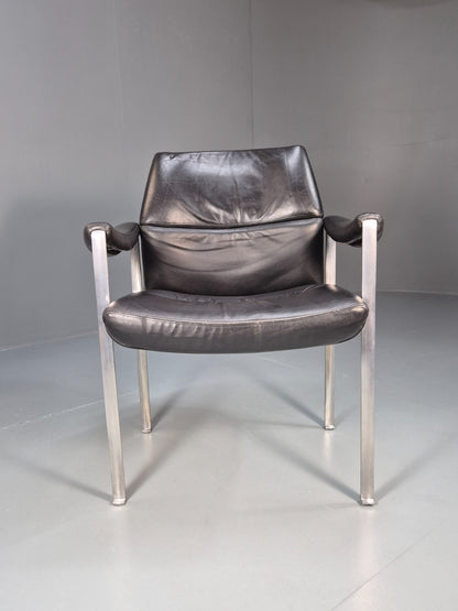 Roder Sohne Leather and Aluminium Boardroom Chair 1960s Retro MCM EB10644 MNOR3