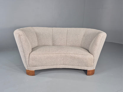 Vintage Art Deco Banana 2 Seat Sofa Danish New Upholstery 1930s EB11833 M2SS5