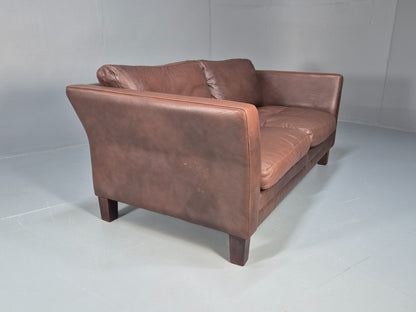 Vintage Danish Two Seater Settee in Brown Leather 1970s Danish Retro EB8351 M2SS10