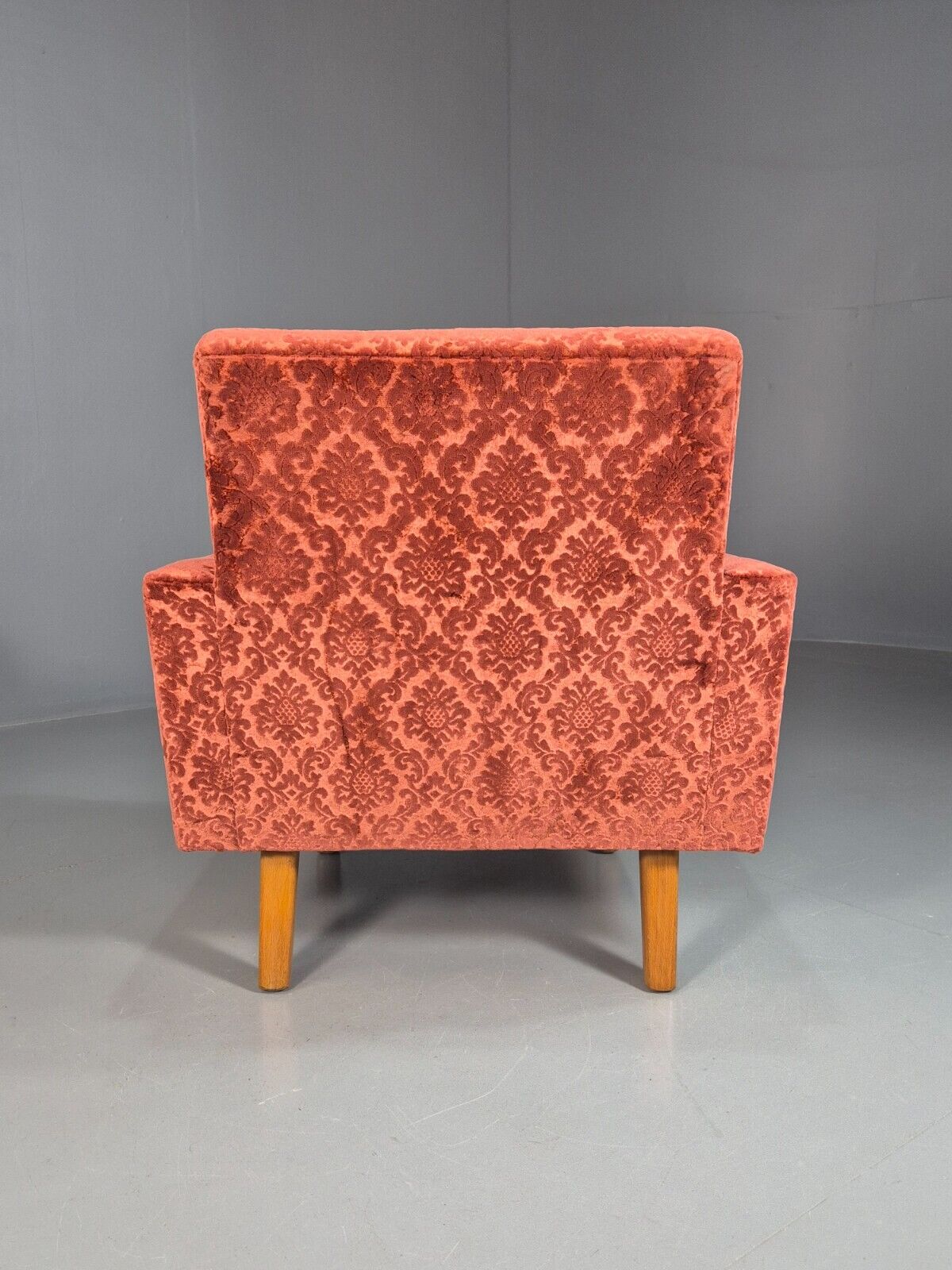 Vintage Swedish Lounge Chair Purple Moquette Teak Paws 1960s Retro EB7891 MNOR - UKDK FURNITURE