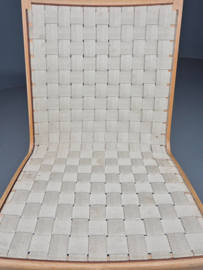 Vintage Danish Dining Chair Cream Canvas Finn Ostergaard Retro MCM EB8282 MDIN - UKDK FURNITURE