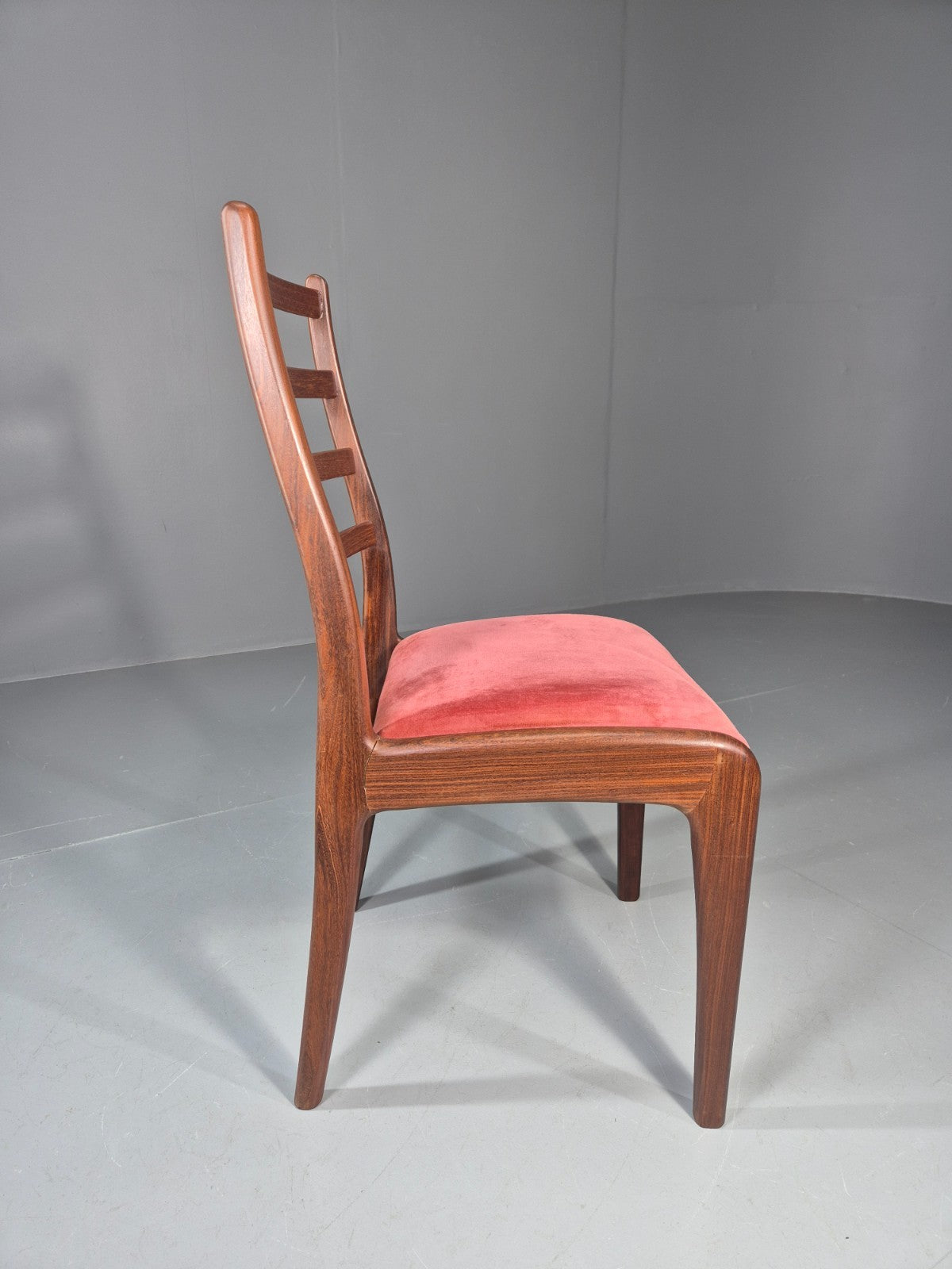 Vintage G Plan Dining Chair 1970s Pink Velour Teak Retro MCM  EB11649 VDIN5